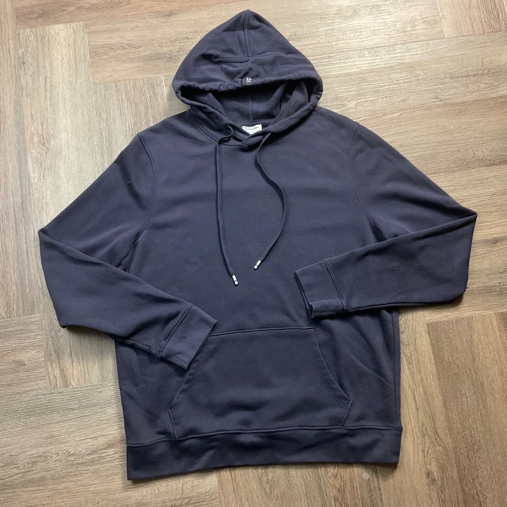 Tommy John Go Anywhere French Terry Cotton Pullover Hoodie Mens Large Navy Blue